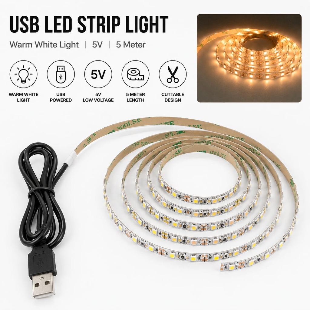 LED Strip 5V USB Type (Warm Color)