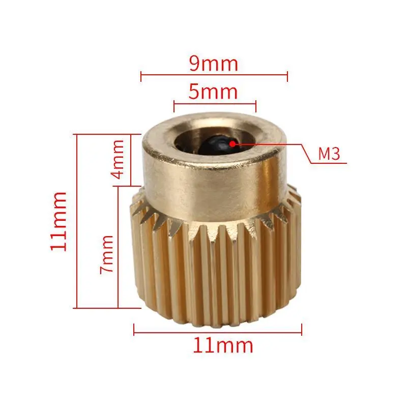MK8 Extruder Drive Gear Brass (26 Teeth)